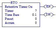 TEMPORIZAÇÃO RETENTIVE TIMER (RT0) TIMER: Código do Timer TIME BASE: Base de tempo PRESET: Valor de referência da contagem ACCUM: Valor real A instrução de