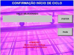 Quando um item alcançar um valor 0000 como no exemplo a seguir: Automaticamente ao iniciar um ciclo o operador da máquina vai encontrar uma mensagem na tela confirmação início de ciclo solicitando