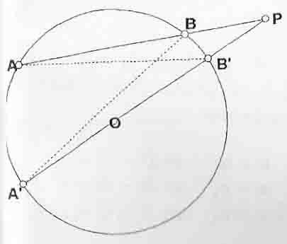 Consequentemente, AP : P B = A P : P B, e logo AP P B = P B P A. Com as observações anteriores feitas, isto significa P A P B = pot(p, C), como queríamos mostrar. Caso: P está no exterior de C.