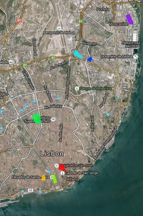 4.3 Escolha dos indicadores Figura 24 Zonas de estudo dentro da cidade de Lisboa Os diferentes parâmetros para a avaliação e a quantificação da Sustentabilidade Urbana foram apresentados