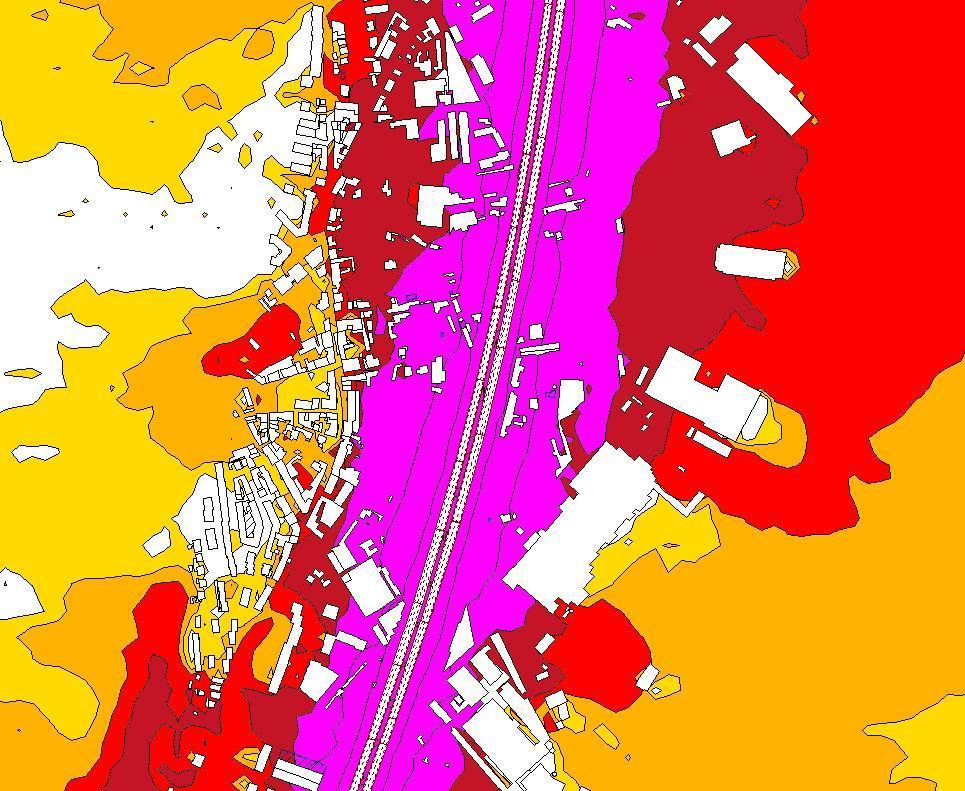Acústica 2008, 20-22 de Outubro, Coimbra, Portugal Figura 3 Exemplo de mapa de ruído em termos de linhas isofónicas do
