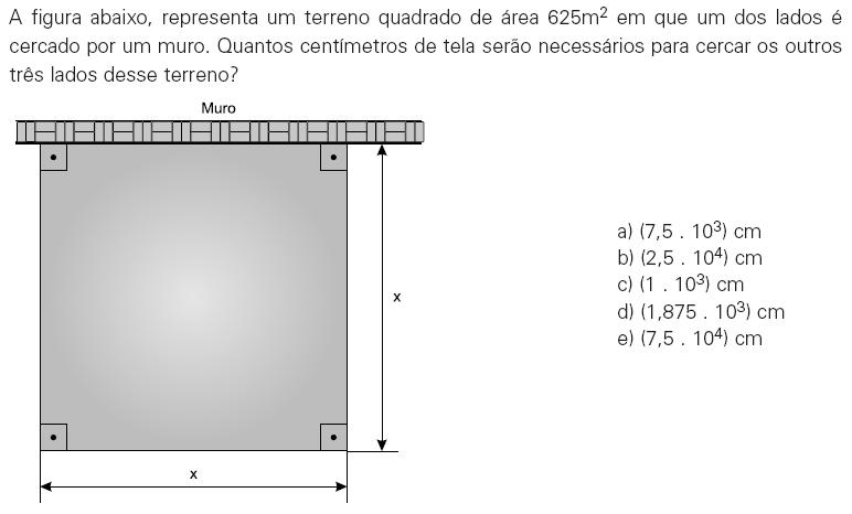 QUESTÃO 07 O quadrilátero ABCD é um quadrado com 4 m 2 de área.