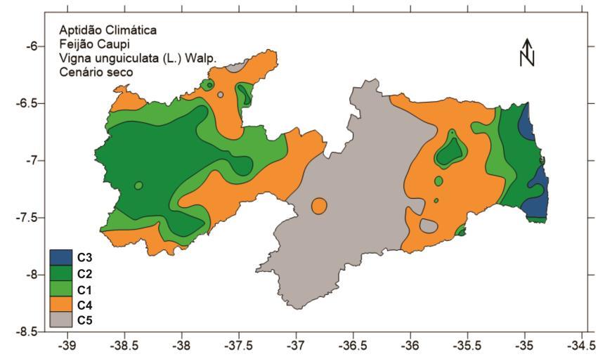 hídrica (EXC 1 0 mm; DEF 2,3 < 25 mm e P 4 /EP 4 < 0,75) e/ou (EXC 1 0 mm; 25 DEF 2,3 < 40 mm e P 4 /EP 4 < 0,75) (C4); e) Inaptidão climática, por deficiência hídrica acentuada (DEF 1 > 0 mm e/ou