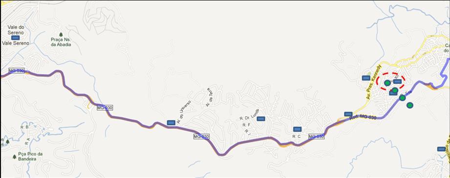 Mapa 5 Casos confirmado de Dengue no mês de Fevereiro de 2013 no Estrato 3 (abrange o bairro Retiro à Estância Serrana) Casos