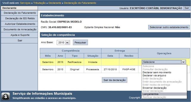 Clique em SIM para confirmar a importação dos lançamentos efetuados na declaração original.