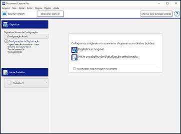 Digitalização com Document Capture Pro em Standard View - Windows Você usar o Document Capture Pro em Standard View para selecionar, visualizar e alterar as configurações do arquivo digitalizado,