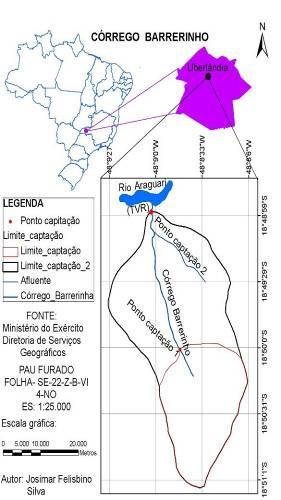 2. MATERIAIS E MÉTODOS A bacia hidrográfica do Córrego Barrerinho localiza-se no estado de Minas Gerais, no município de Uberlândia entre as coordenadas geográficas de 18º48 59 S e 48º8 6 W e 18º51 1