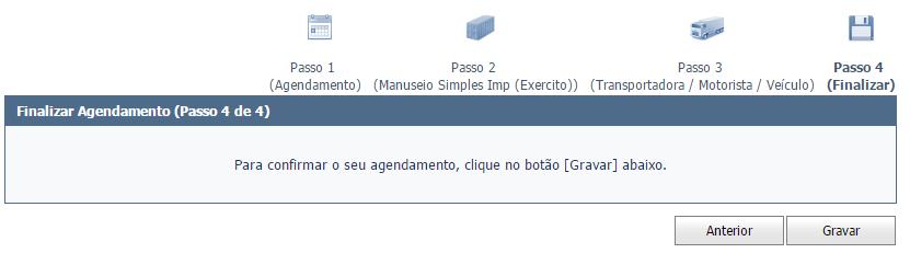 1 Selecione o grupo Manuseio de Exportação, escolha o tipo de serviço e clique no botão Próximo.