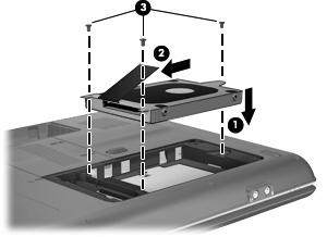 3. Recoloque os três parafusos que prendem a unidade de disco ao computador (3). 4.