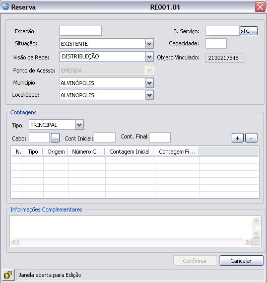 120 Geosite Desktop Rede Externa 42710 Reserva Reserva são pares de lances de cabo disponíveis para utilização futura, podendo ser utilizados na rede de Distribuição ou Alimentação Toolbar: Geosite