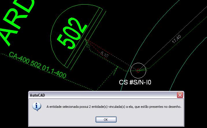 Geosite Desktop Rede Externa 174 4299 Visualizar Vínculos O comando Visualizar Vínculos permite que o usuário veja no desenho por meio de uma linha vermelha tracejada e mensagem informativa, a