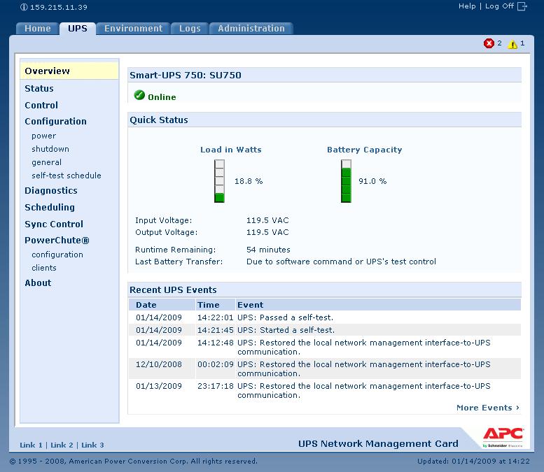 Network Management Card 2 (AP9630 / AP9631) Registro de dados Identifique os problemas mais frequentes e resolva antes de resultarem em uma situação crítica através da exportação do registro de dados