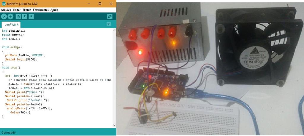 mais 15 portas analógicas, clock de 16 Mhz, e conexão USB.