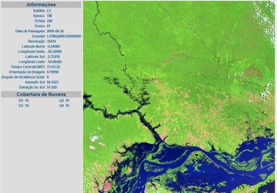 Figura : Cena Landsat-5-TM compreendendo a região da cidade de Óbidos (PA).