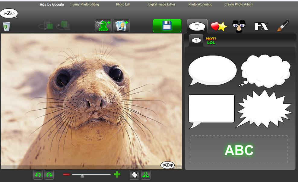 Depois de carregar uma imagem, temos acesso ao menu de criação de efeitos: Text & Phrases, Stickers, Face Stickers, Effects &