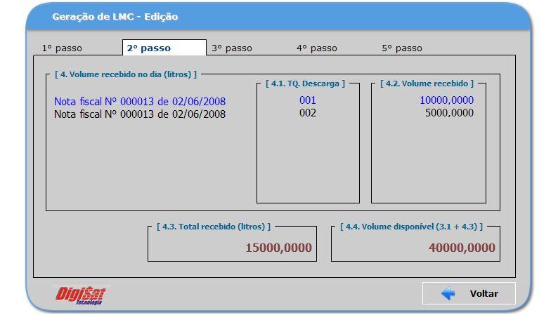 5. No 2º PASSO, é importado todas as compras efetuadas no dia através do Sistema Gerencial Geração 4. Totalizando no campo 4.