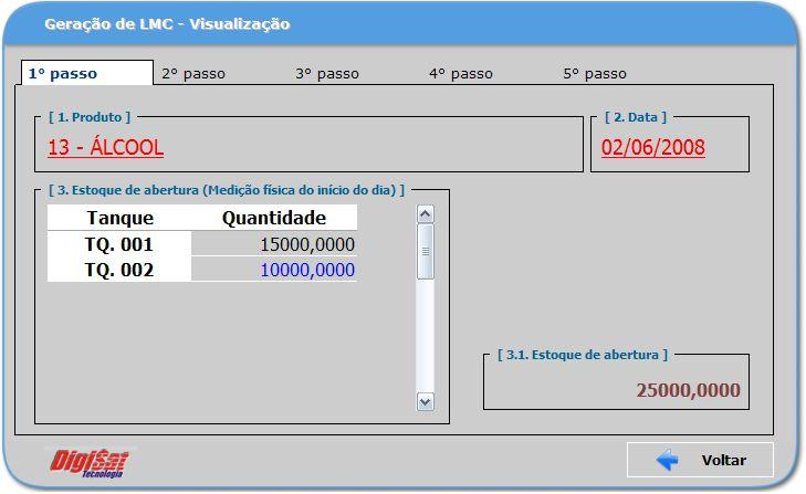 3. É exibida a mesma tela utilizada para Gerar LMC, porém apenas para Visualização.