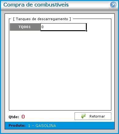 COMPRA DE COMBUSTÍVEL Para vender combustível, é obrigatório que os mesmos façam parte de um tanque/bomba/bico (processo executado nos itens anteriores) e que possuam produto, ou seja, tenham sido