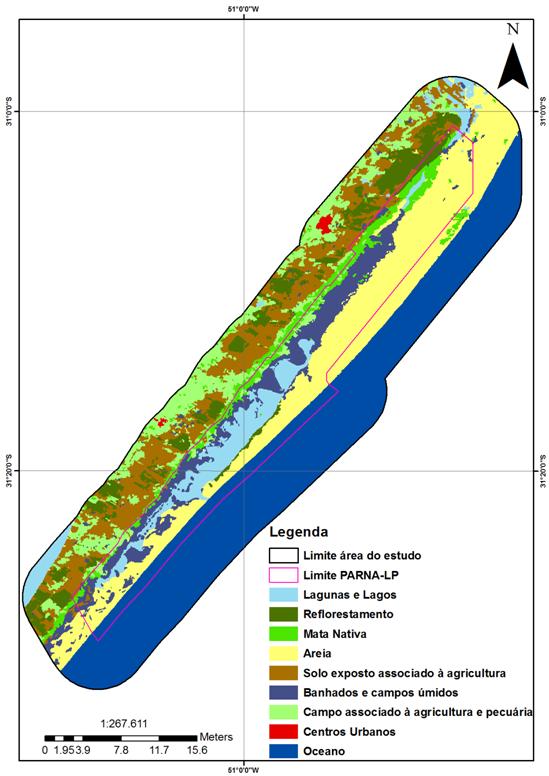 Fig. 4. Resultado da classificação a direita e imagem Landsat 5/TM não classificada a esquerda.