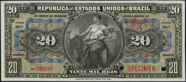 B) Anverso. B1) Reverso. Empresa impressora: American Bank Note Company. Fonte: Cédulas Brasileiras (2016).