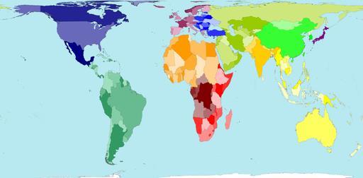 ANAMORFOSE Converte números e estatísticas em mapas; As áreas de um país ou continente assumem o tamanho proporcional ao dado que se quer mostrar.