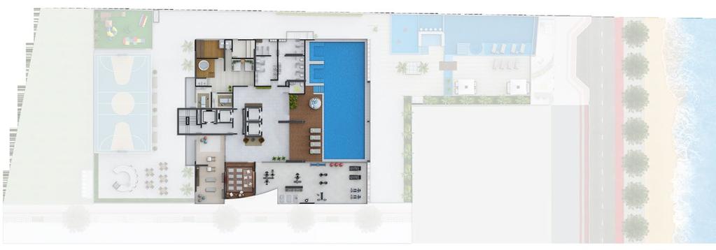 Av. Atlântica Pavimento Lazer 3 801,85 m² Residencial Siri Espaço Entretenimento Piscina Adulto; Hidromassagens; Saunas