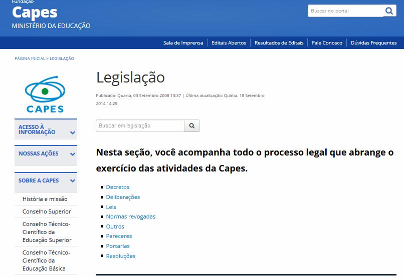 Legislação da CAPES