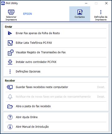 Você verá esta janela: 4. Para salvar faxes recebidos pelo seu produto no seu computador, selecione Guardar faxes recebidos neste computador. 5.