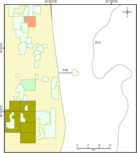 Estudo de Caso Cação Campo de Cação (Bacia do ES) LDA: 19 m Distância da costa: 6 km Produção iniciada em 1978 Produção encerrada em 2010 3 unidades fixas de produção 13 poços: 7 produtores, 5