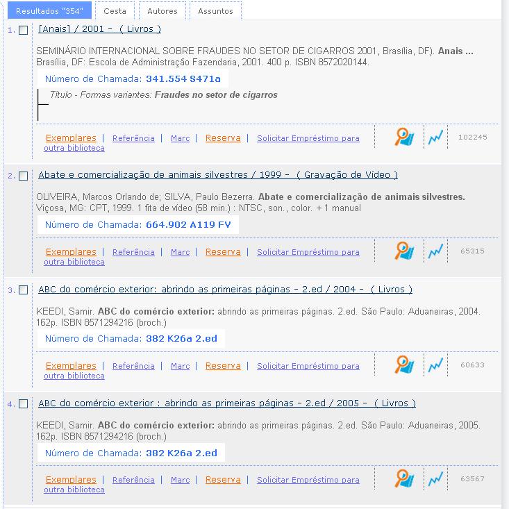 Resultados Nesta guia é possível visualizar a quantidade de itens