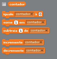 Arraste um bloco iguale contador à 0 posicionando ele acima do bloco sempre.