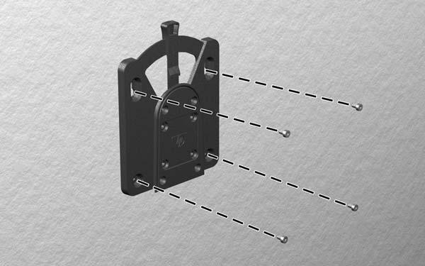 2. Utilizando quatro parafusos incluídos no kit do dispositivo de montagem, fixe o outro lado do HP Quick Release ao dispositivo no qual irá montar o cliente magro.