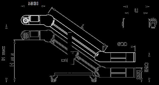 TDZ Tela Curva Dupla Articulada Double Curved Articulate Belt Tela transportadora para colocar ao lado ou debaixo das prensas.