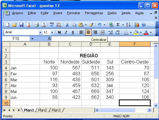 NUM(A1:D5) 11) SOMASE( B2:D4 <19 ) 12) SOMA (A1:C1;C3;A4:A5) 13) MEDIA(C1:D2) 27) A figura acima mostra uma janela do Excel XP, que, julgue os itens a seguir.