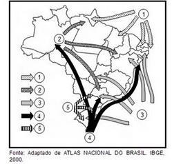 (E) As zonas térmicas do globo são influenciadas pelas longitudes e pelas latitudes. 02 - Com base no mapa da dinâmica das massas de ar no Brasil, assinale a(s) proposição(ões) CORRETA(S).