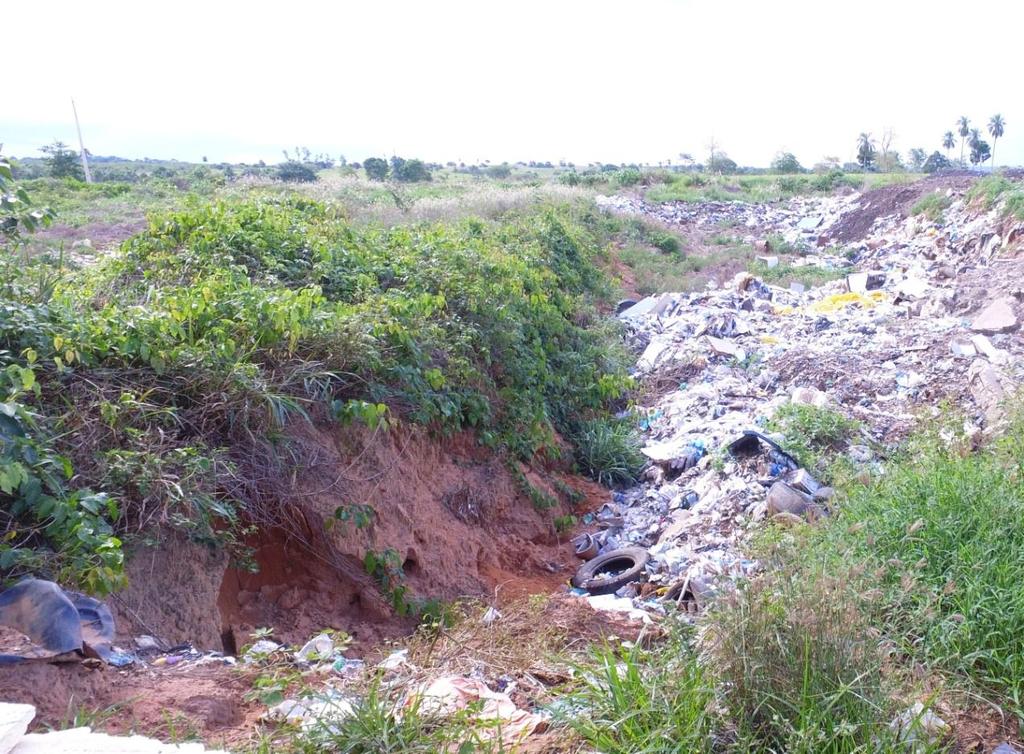 apresentando potenciais altos de contaminação do solo, tais como: embalagens de óleo de oficina, pneus, lâmpadas, produtos