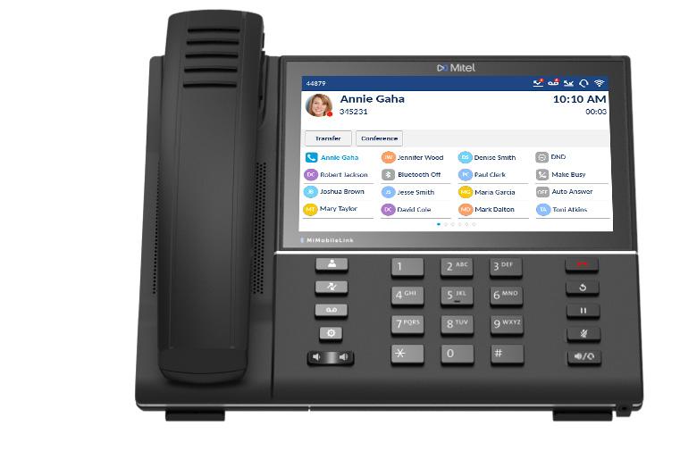 Mitel MiVoice 6940 IP Phone Iniciando Exibe uma lista com seus contatos Histórico de Exibe uma lista de perdidas, de saída e recebidas bem como Meu celular e Chamadas perdidas Caixa postal Fornece