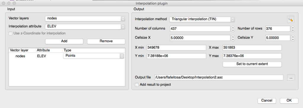 Triangulação de Delaunay Interpolação Plugin