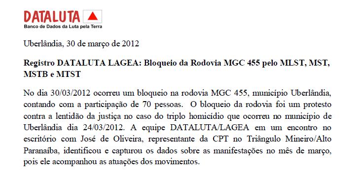 Geraizeiros, Vazanteiros e Ribeirinhos são registrados no banco de dados de manifestações.