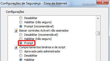 263 - Na tela de configurações de segurança, devemos fazer as seguintes