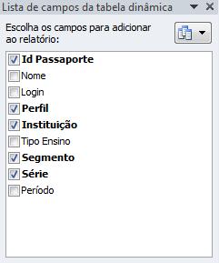 62/ 76 Caso deseje selecionar outros dados volte para a Lista de campos da tabela dinâmica e selecione a opção desejada.