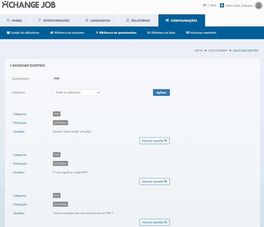 Figura 61 - Associar pergunta Para visualizar o