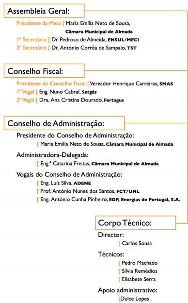 A AGENEAL vista por dentro Os Órgãos Sociais da AGENEAL De acordo com os estatutos da AGENEAL e com o Contrato firmado com a Comissão Europeia, o Conselho de Administração da AGENEAL é composto por