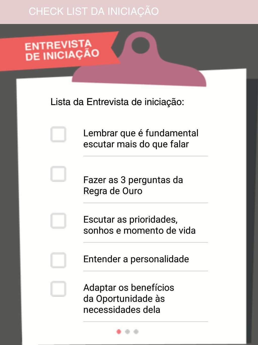 CHECK LIST DA INICIAÇÃO