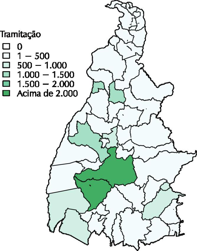 É possível observar a existência de extensas regiões no sudoeste estadual, em especial nas microrregiões de Dianópolis (2,5 hab. Km²) e parte da microrregião do Jalapão (1,2 hab.