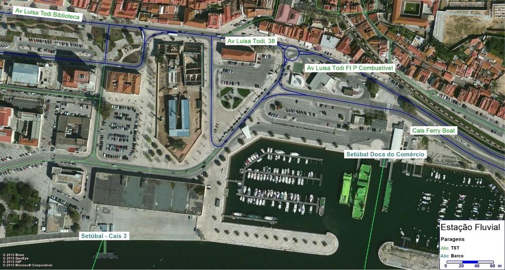 No caso da estação Cais 3, a paragem mais próxima (Biblioteca) fica a cerca de 350 metros, permitindo adicionalmente o serviço da carreira 604, para além das 757, 797 e 607.