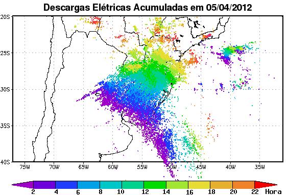 atingindo núcleos de refletividade em torno de 58 dbz.