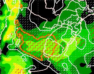 (c) (d) Figura 7: Análise do modelo GFS da 00Z do dia 05/04/12.