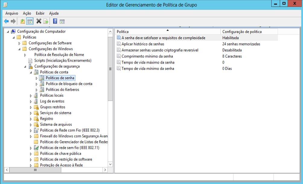 Figura 3. Diretriz da Política de senha.