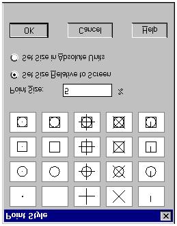 Point O comando Point cria uma representação gráfica para um ponto. A forma e tamanho dos pontos são controlados através da opção Point Style do menu Format.